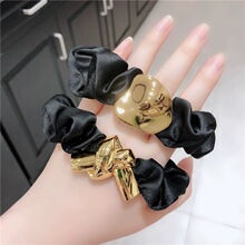 韩国复古小香风不规则几何金属亮片发圈设计感扎丸子头皮筋发绳女