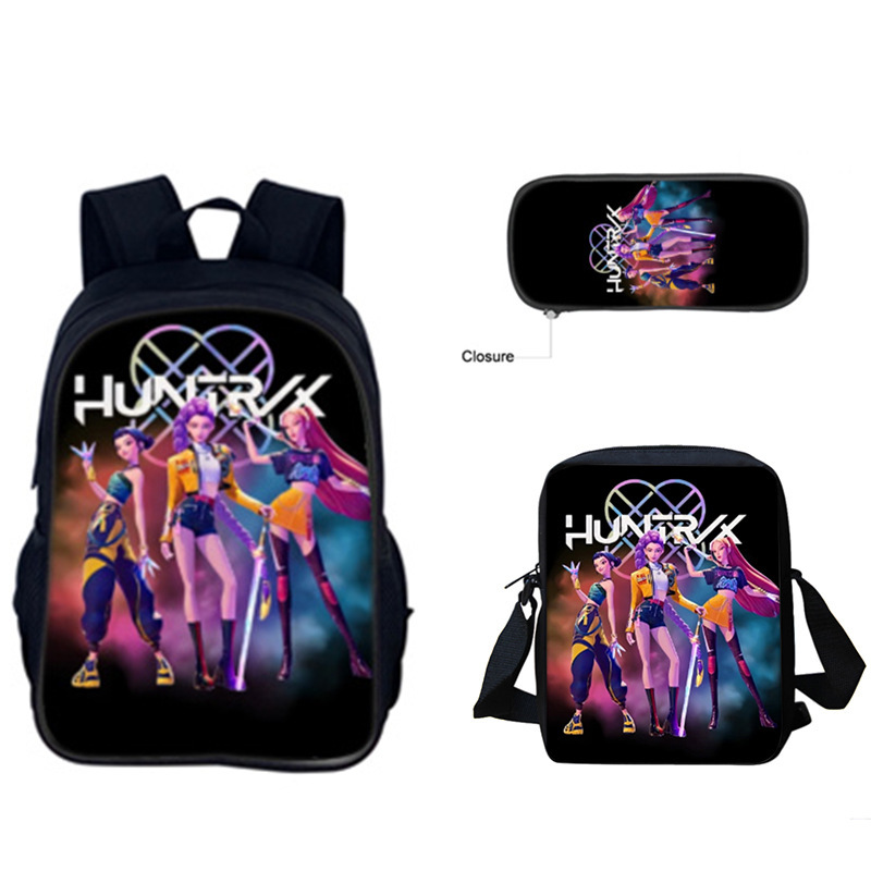 跨境新品Huntrix Kpop印花周边背包猎魔女团中小学生挎包笔袋套装|undefined