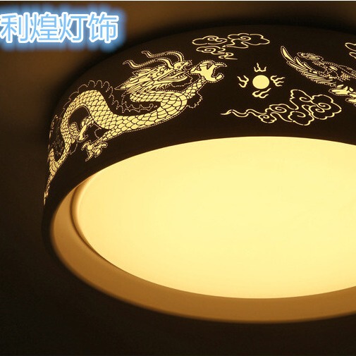 Lihuang Lighting New Iron Hollow Dragon and Phoenix Chengxiang Lace Bedroom Living Room Ceiling Lampshade LED Lamp