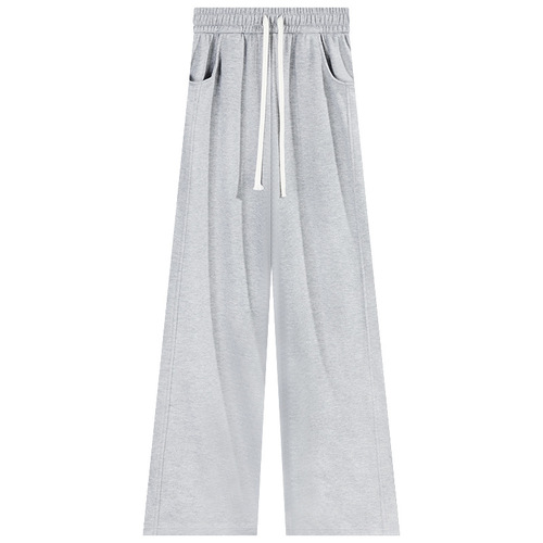 New style simple sweatpants for women in spring and autumn 2026 high waist and hanging loose straight casual pants banana wide-leg pants