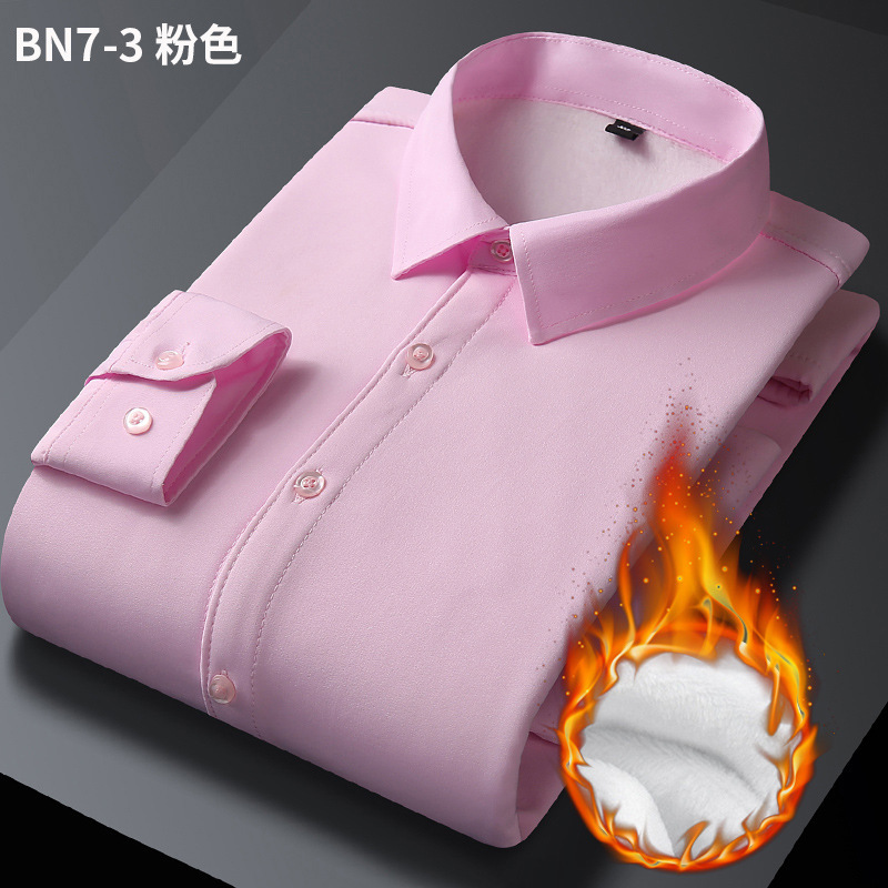 ベルベットの厚い純色の白い男性の保温シャツ長袖ビジネスカジュアルな服装シャツ秋冬男性服|undefined