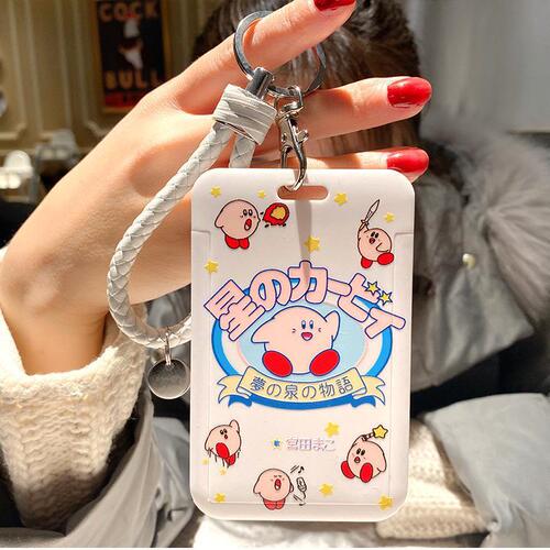 Star Kirby card holder, ID card holder, student meal card, subway bus keychain, halter neck lanyard, girly heart cute