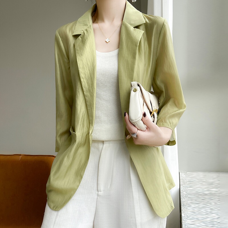 Linen cotton linen white blazer female 2024 New Spring Summer thin casual small temperament small suit