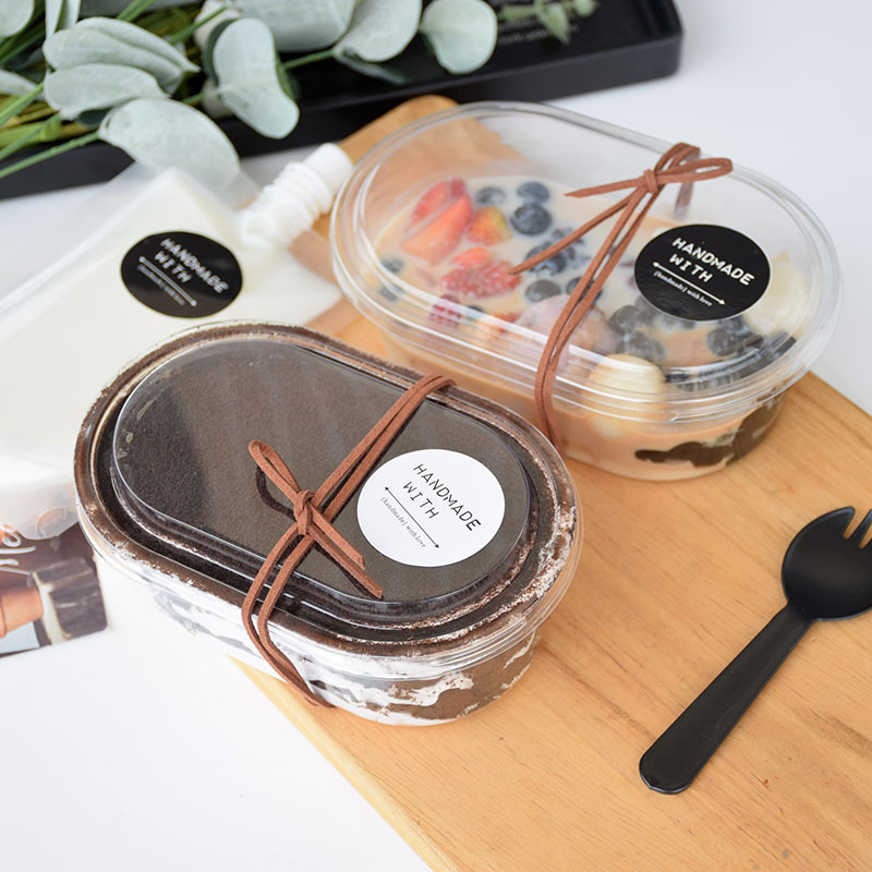 千层蛋糕盒子水果捞包装盒700ml豆乳盒子透明分格雪媚娘包装盒