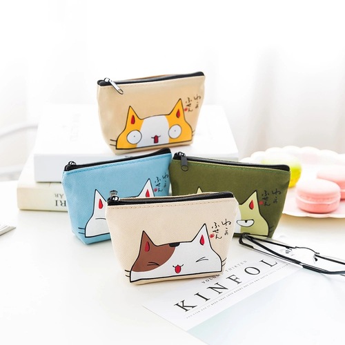 Korean Version Cute Emoji Cat Style Coin Purse, Street Vendor Supply Creative Handheld Coin Keychain Organizer Bag Wholesale