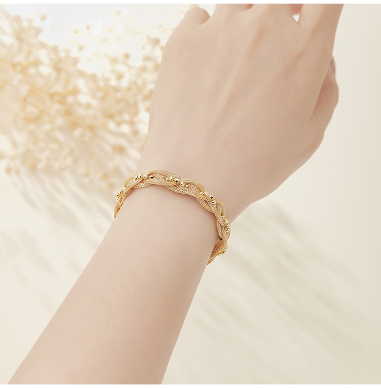 S925 Sterling Silver Four Strand Flat Wire Bracelet With Beads_voghion.com