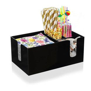 Acrylic Black Bar Bag Cocktail Napkin Appliance Distribution Storage Box Suitable for Dining Room and Living Room