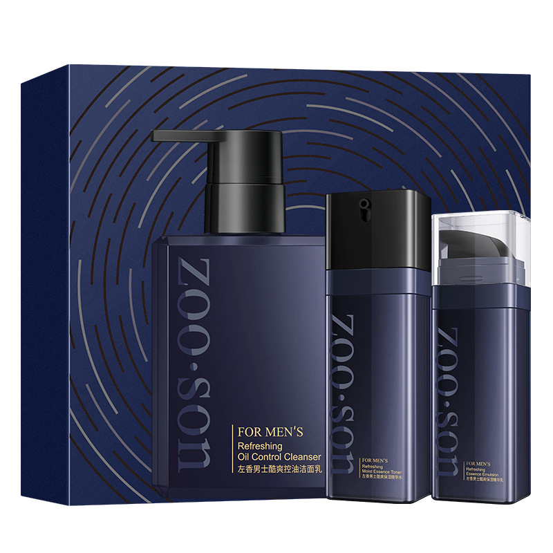 Zuoxiang Men Cool Skin Care Set, hidratante, refrescante, control de aceite, mejora la belleza de la piel, cuidado de la piel para hombres