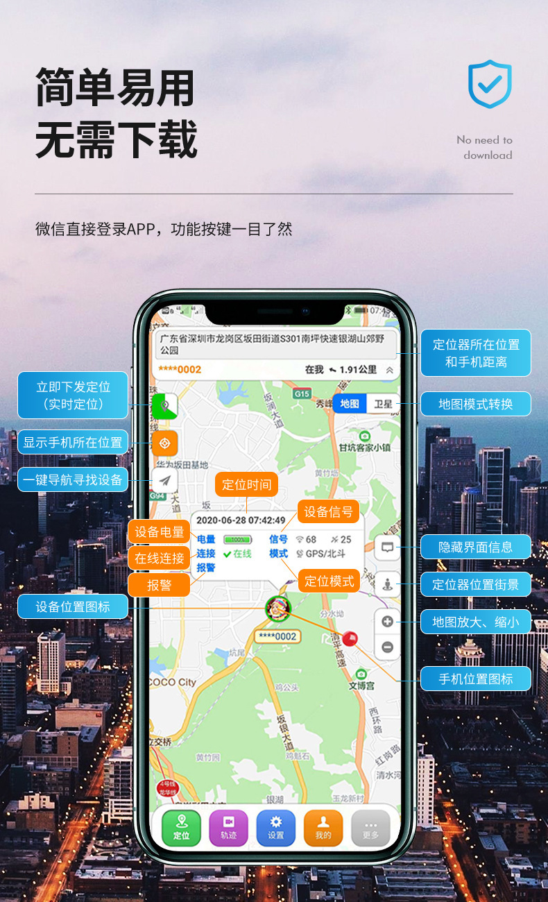 Children's GPS tracking device, GPS and Beidou anti-lost tracker for kids and babies, smart locator for the elderly to prevent loss