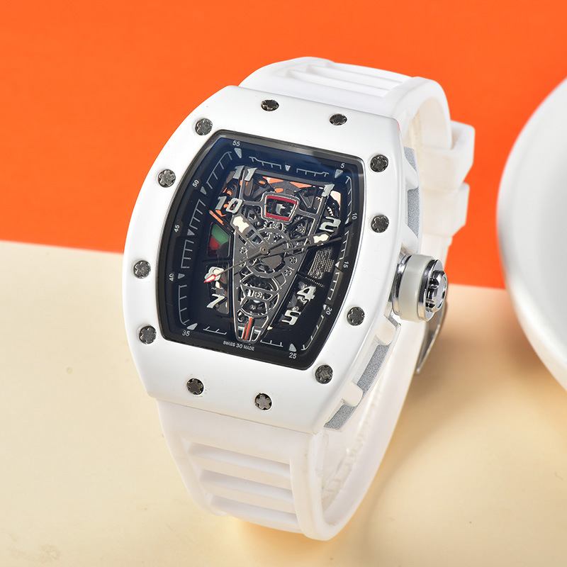 Barrel-Shaped Hollow-Out Versatile Japanese and Korean Style Men's Quartz Watch in Stock Sports Quartz Watch Men's Watch Hollow-Out Mechanical Watch