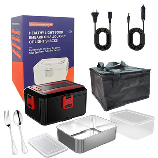 Cross-Border Heating and Insulated Lunch Box Production Lunch Box Electric Heating Lunch Box Car Home 1 Liter Dual-Purpose Stainless Steel Car Lunch Box