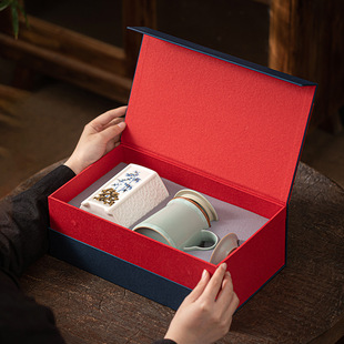 Tea Cup Gift Office Cup Ru Kiln High-end Light Luxury Pen Containment Gift Box Accompanying Gift Graduation Season Gift Tea Separation