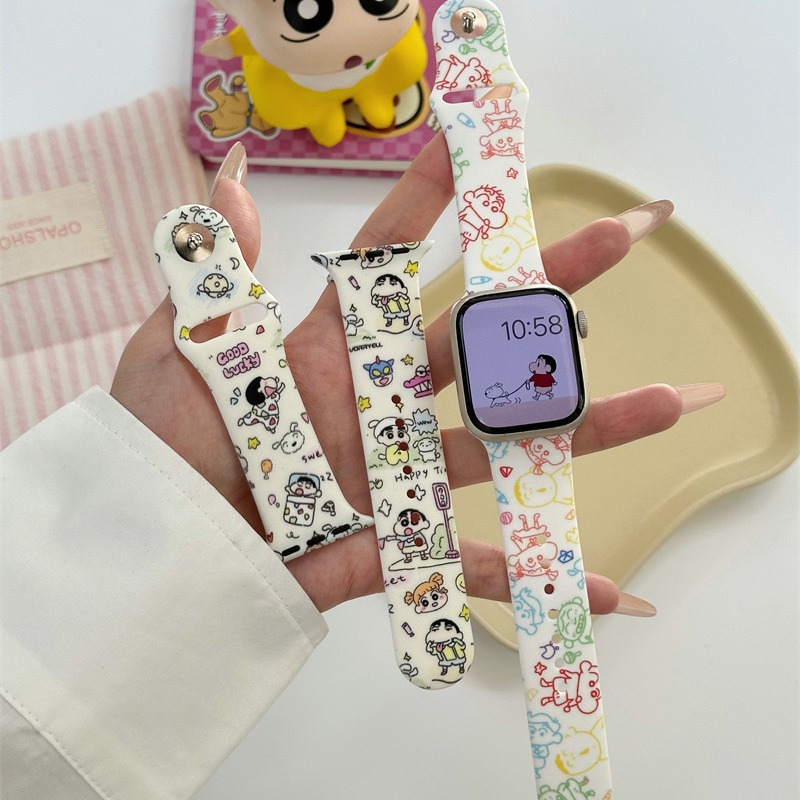 Crayon Small New iWatch Watch Watch with Apple Watch for Apple 9 Generation 8/7/65 Kids Pajamas Silicone