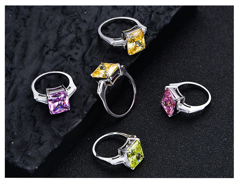 Fashion Geometric Sterling Silver Inlay Zircon Rings 1 Piece