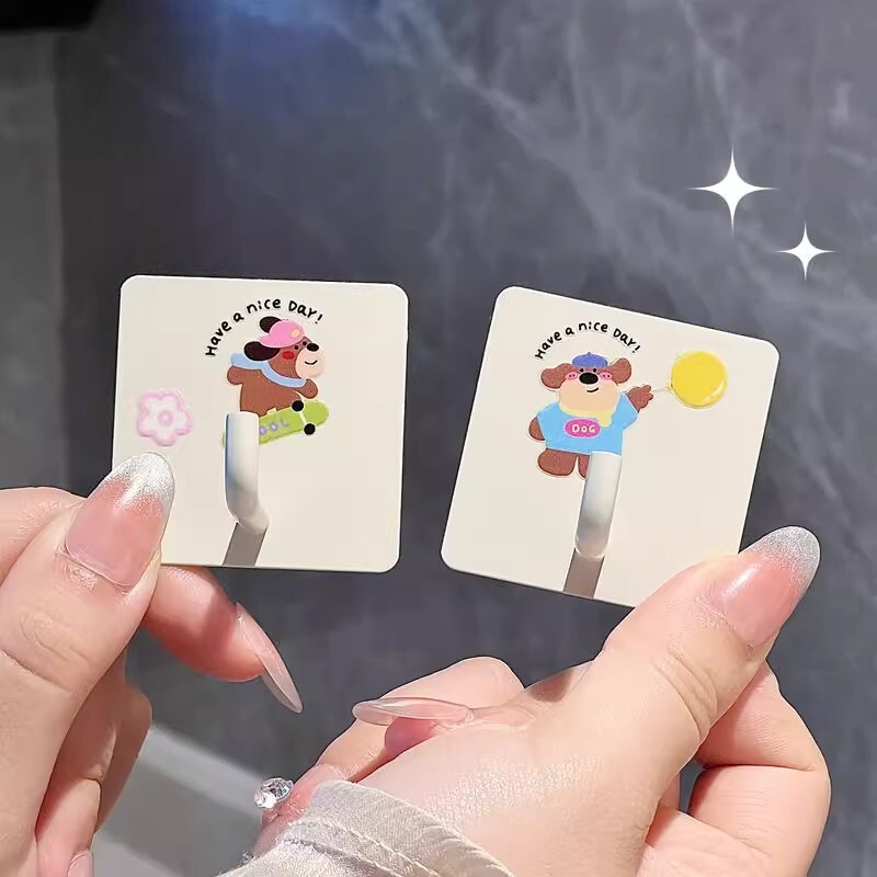 Cute Sticky Hook Bathroom Towel Rack Storage Rack Punch-Free Wall Hanging Toilet Bathroom Dormitory Bath Towel Towel Hook