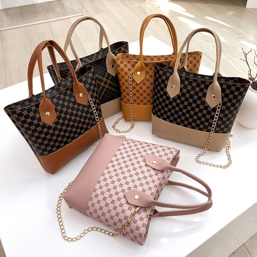 Chain Small Bag  New Contrast Color Women's Handbag Shoulder Crossbody Bag Printed Retro Bag Wholesale