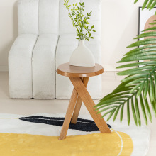 中古风沙发边几 胡桃木色实木侘寂复古小床头置物角几边迷你桌子