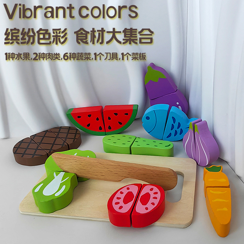 Verduras y frutas para niños pequeños, música de corte, simulación magnética de madera, juego de la casa, juego de corte, juego de rompecabezas, juguete