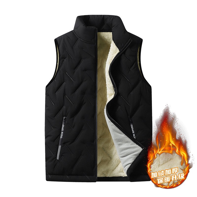 Chaqueta de cachemira de hombre de otoño y invierno, chaqueta de hombro de cachemira gruesa sin mangas, chaqueta caliente para padres de mediana edad