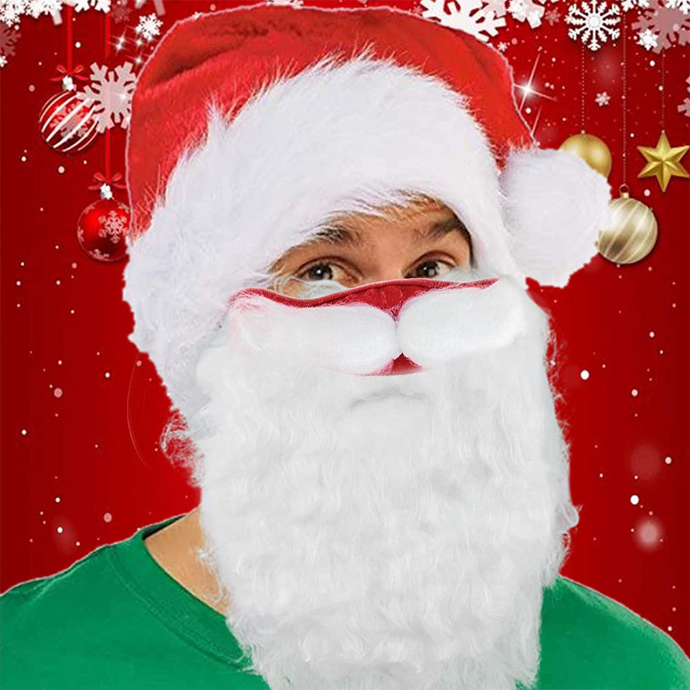 Maschera per barba di Natale Maschera per barba bianca divertente e festiva Maschera in cotone rosso Ornamenti natalizi_voghion.com