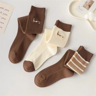 Calf Socks Women's Ins Style Stripesd Stockings Versatile Preppy Style Knee-Length Jk Student Socks Dongdaemun Sweet and Spicy Style
