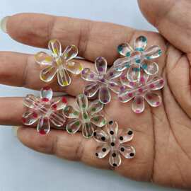 24mm个性彩印波点雏菊 DIY手工串珠散珠串笔钥匙挂件服饰饰品配件