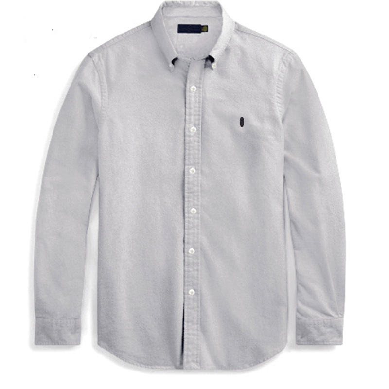 Cross-Border Rl Men's Spring & Fall Business Casual Oxford Cotton Long-Sleeved Shirt Pony Embroidered Logo Men's Long-Sleeved Shirt