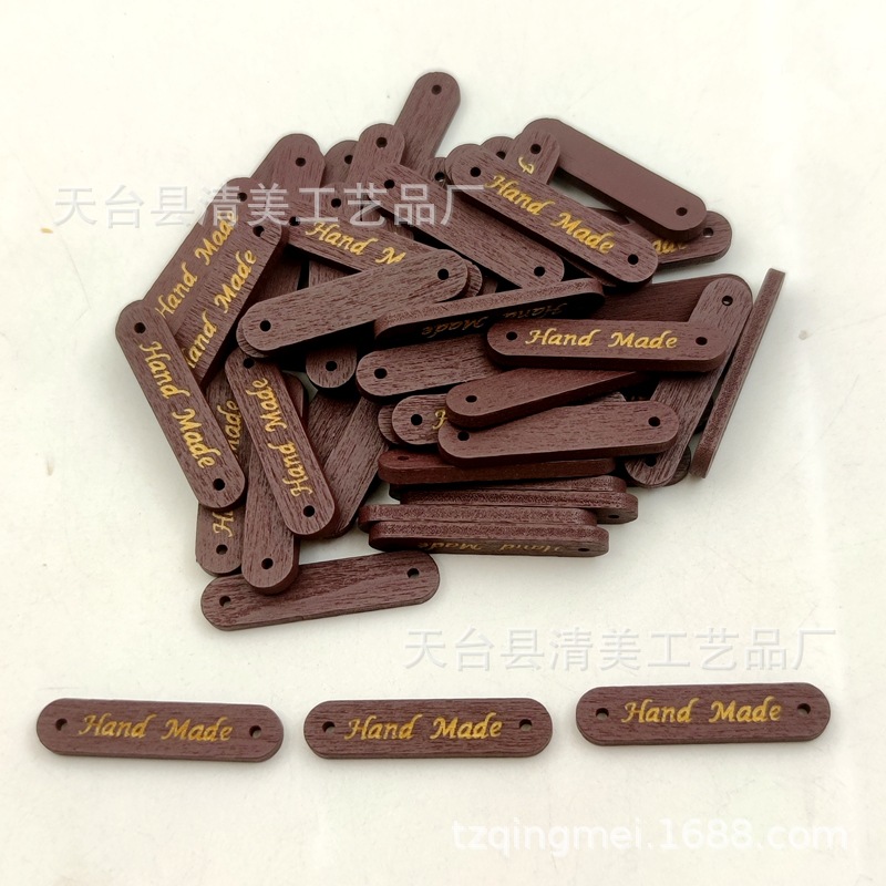35*8mm beige/marrón decorativo signo placa de madera botón hecho a mano madera signo 50 unidades un paquete