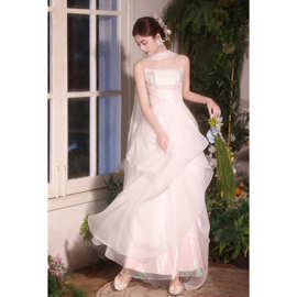 仙气晚礼服裙2025新款抹胸晨袍轻婚纱新娘法式高端轻奢小众高级感