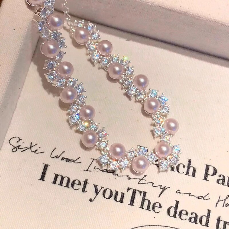 [Starry Sky] Beautiful French Flash Diamond Pearl Bracelet Women's Light Luxury High-End Zircon Bracelet Exquisite Bracelet