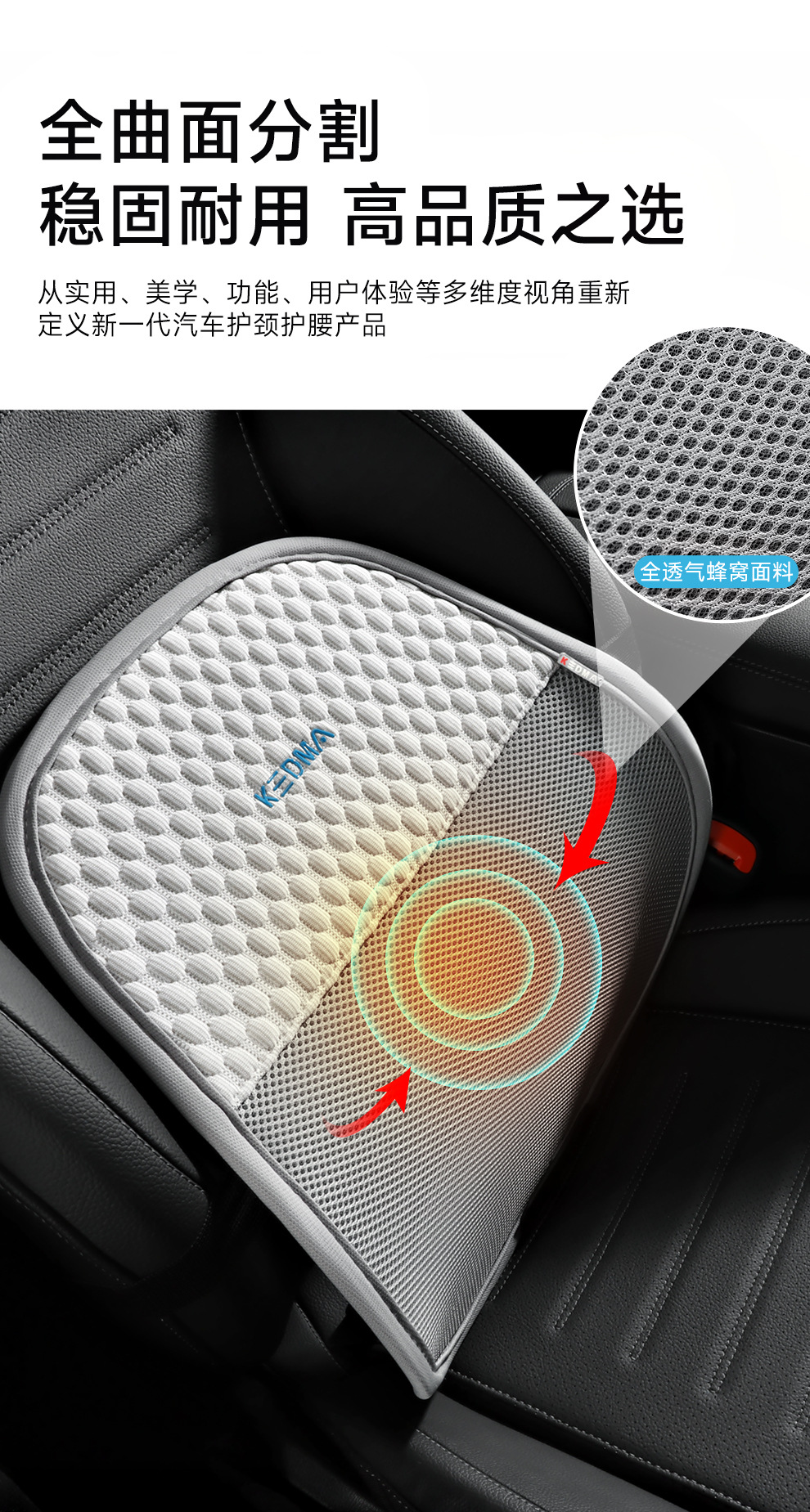 Summer Car Lumbar Support Cushion for Driver, Breathable Backrest Pad for Long Hours of Driving, a Must-Have for Drivers