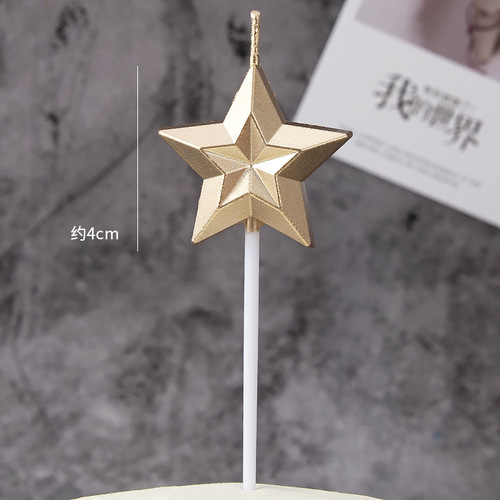 PVC boxed love star birthday cake candle decoration creative romantic love diamond gold-plated heart-shaped candle