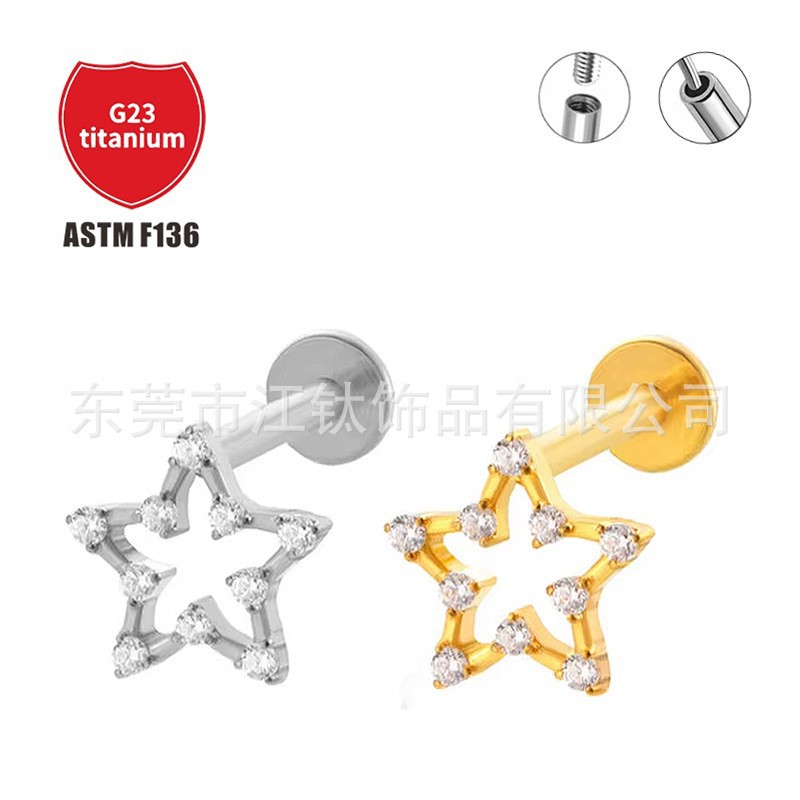 Pointed titanium steel lip stud product view