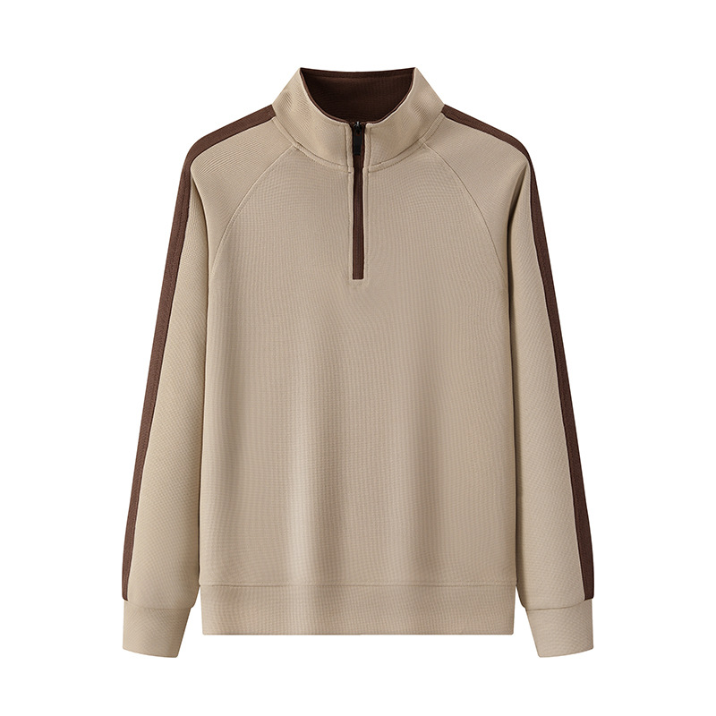 Otoño e invierno peinado algodón collar camisa cultural de manga larga camisa publicitaria ropa de clase semi-cremallera suéter personalizada ropa de trabajo impresa logotipo