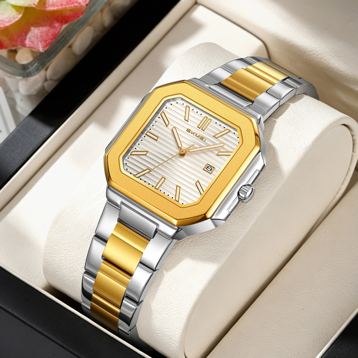 Momento de pareja de acero reloj de cuarzo multicolor impermeable relojes comerciales regalos personalizados fábrica de stock transfronterizo