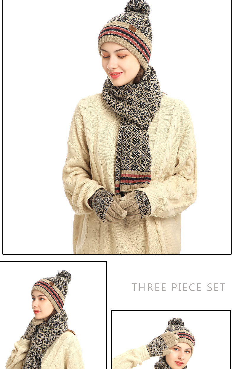 neuer Winter warmer Anzug dreiteilige Acryl Strickwolle Mtze Schal Handschuhe Grohandelpicture3