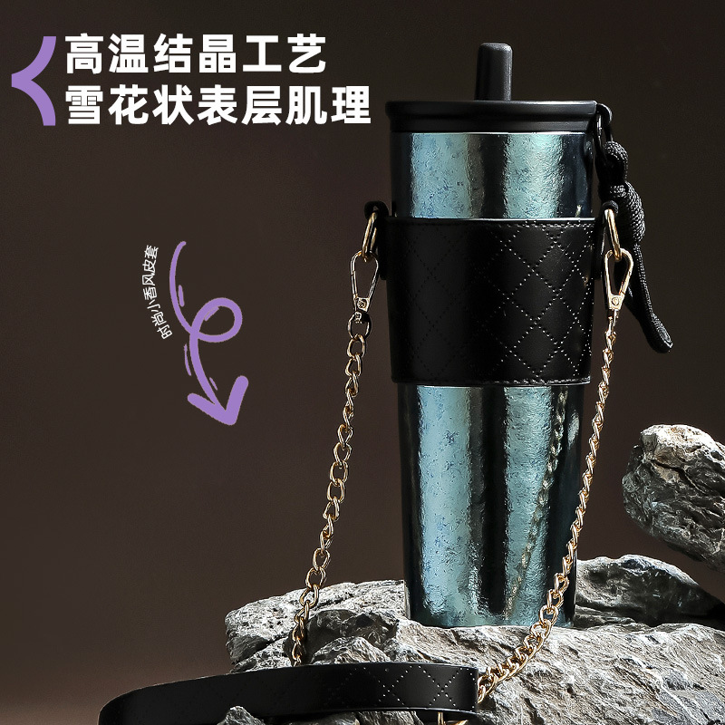 Venta directa de fábrica nueva taza de café de color de verano de titanio puro taza de paja taza de titanio portátil de moda de gran capacidad para hombres y mujeres