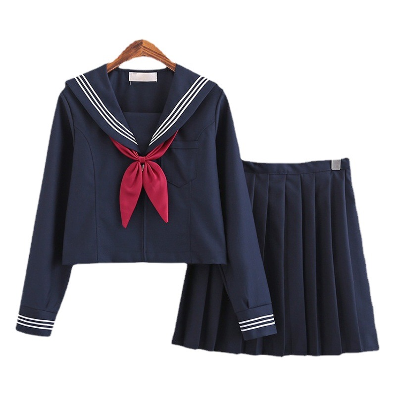 Plus Size Japanese Style Jk Uniform Skirt Thick Three Soft Girl Uniform Kansai Bad Sailor Uniform Middle Uniform Student Uniform