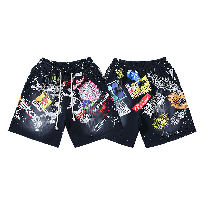 Hellstar Sweat Shorts Flame Print Black