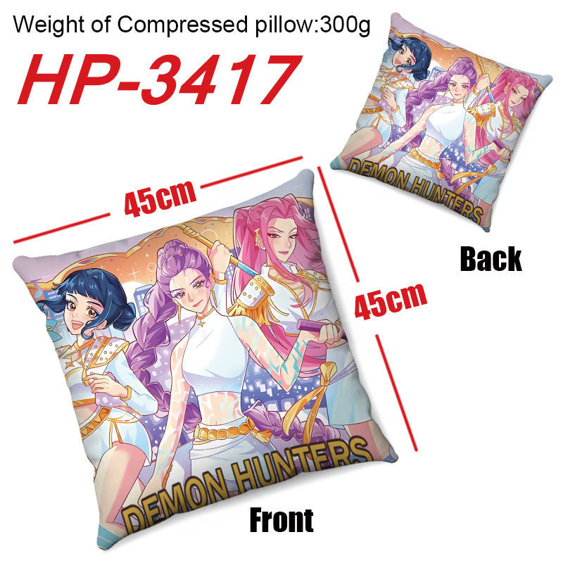 爆款K-POP猎魔女团动漫周边动漫印花抱枕靠垫坐垫不含枕芯45*45cm|undefined