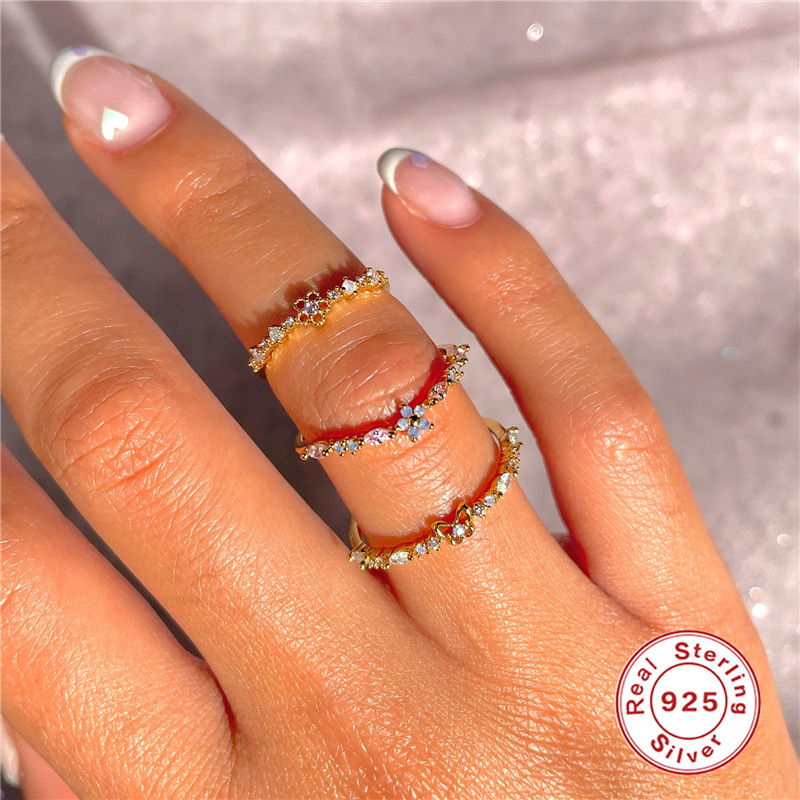 4g Weight Zircon Inlay Material Rings Classification 6, 7, 8 Ring Size Daily Occasion 925 Sterling Silver Material Square, Oval, Butterfly Pattern Women'S Gender Inlay Design Retro Style 925 Sterling Silver Zircon Square Oval Butterfly Rings 11