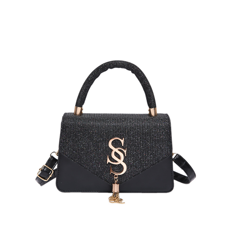 Bolsos de textura, la nueva moda de este año, la cadena de borlas de letras, el pequeño bolso cuadrado, la moda de las mujeres, el bandolera de un solo hombro