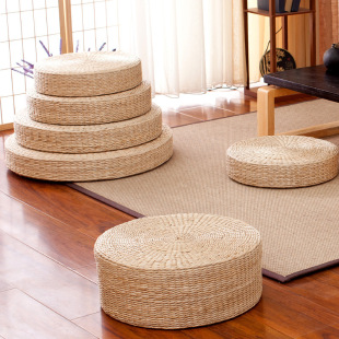 Japanese-style Futon Mat Round Handmade Straw Tatami Bay Window Sitting Cushion for Buddhist Prayer Meditation Sitting Cushion Spot Wholesale