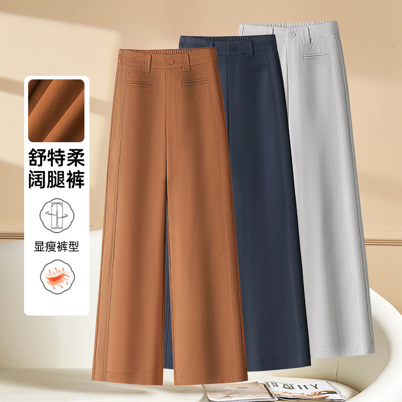 High-End Suit-Style Wide-Leg Pants for Women, Spring/Summer 2026 New High-Waisted, Drapey, Loose, Slimming, Casual, Floor-Length Straight Pants