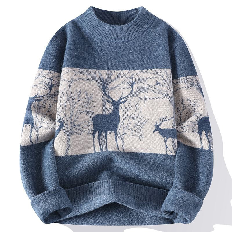 Pull à capuche en maille pour homme doublé polaire chaud hiver_voghion.com