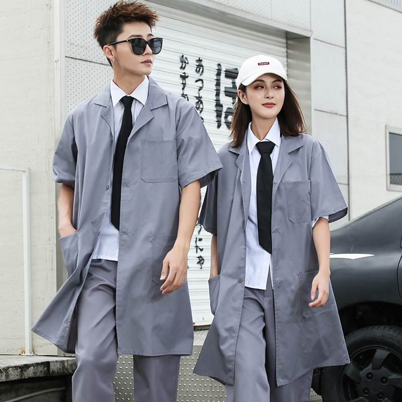 Chaqueta azul larga ropa de trabajo ropa de hombre primavera y otoño ropa de protección laboral manejo grueso resistente al desgaste personalizado bordado blanco sucio