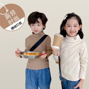 New Develvet Children's Base Shirt Autumn and Winter Half-high Collar Thickened Top Middle and Big Children's High Collar Warm Autumn Clothes