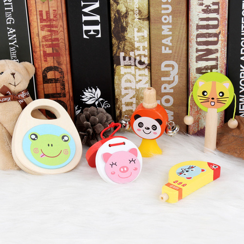 Children's wooden castanets whistle Montessori toys kindergarten teaching aids Montessori early education educational musical instrument set