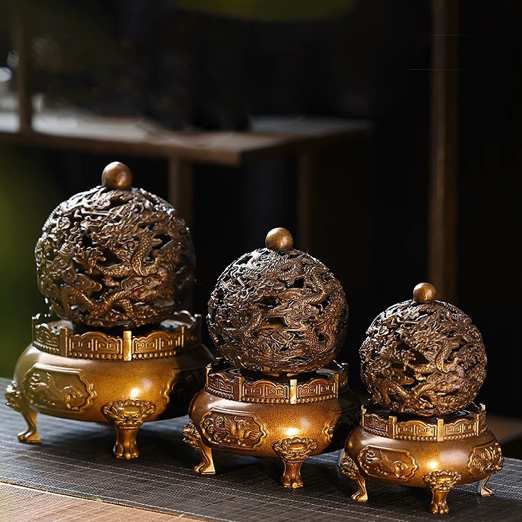 Nine Turn Gankun Brass Incense Censer Antique Aquiline Ornaments Three-legged Incense Censer Incense Censer Living Room Ornaments Household Nine Turn Gankun Brass Incense Censer Antique Aquiline Ornaments Three-legged Incense Censer Incense Censer Living Room Ornaments Household