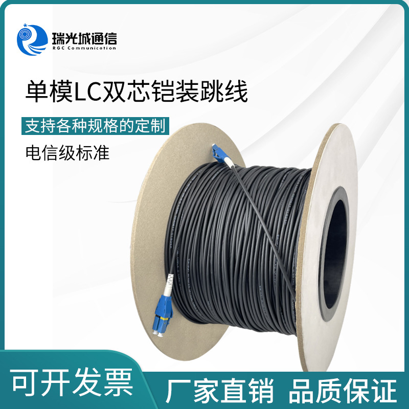 电信级LC-LC铠装跳线单模一管双芯光纤跳线 3.0mm OS1/OS2 兼容